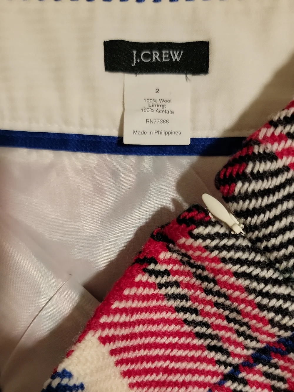 J. Crew Red, Cream, Black Plaid Mini Skirt with Yellow & Blue Accents